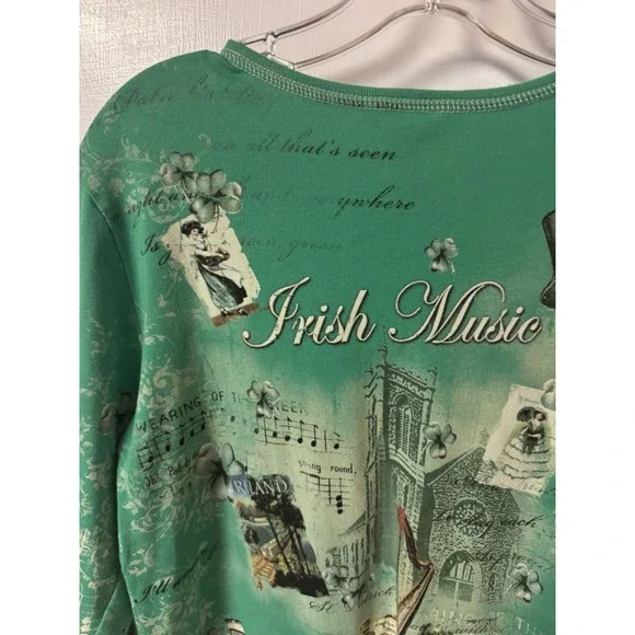 Christopher & Banks Women's Size L Irish Theme Cotton 3/4 Sleeve Cotton Shirt - Picture 14 of 15